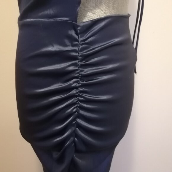 Midnight Blue Open-Back Satin Party/Occasion Dress by Zaful, BNWT - Picture 5 of 12